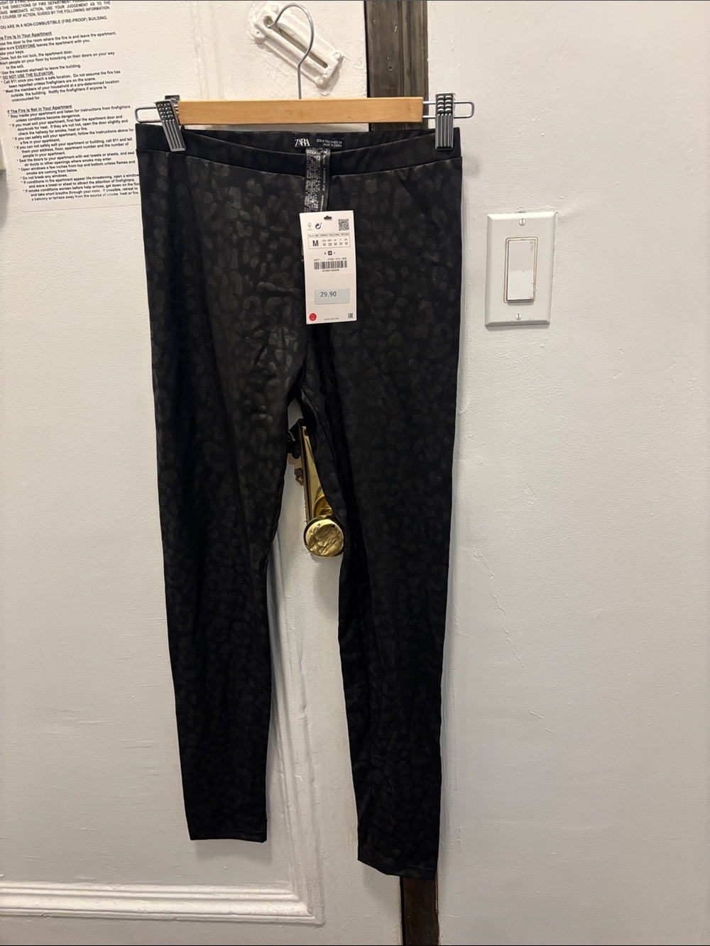Zara Black Subtle Leopard Print Kids Leggings